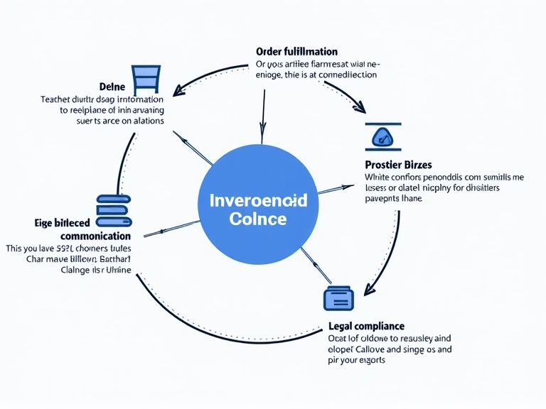 Isang illustration ng data flow, na nagpapakita kung paano ginagamit ang impormasyon para sa order fulfillment, komunikasyon, at analytics.